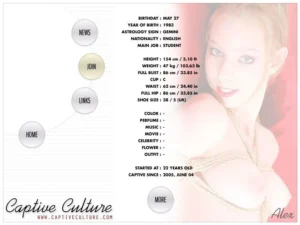 Captive Culture - Biography Page - Model : Alex