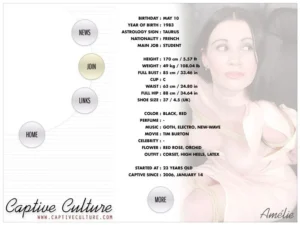 Captive Culture - Biography Page - Model : Amélie