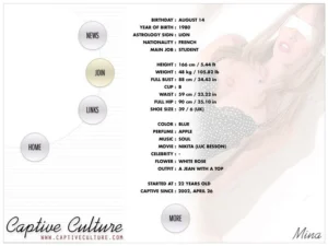 Captive Culture - Biography Page - Model : Mina