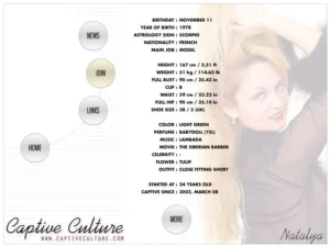 Captive Culture - Biography Page - Model : Natalya